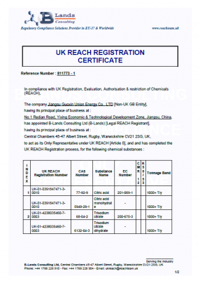 UK REACH Certificate